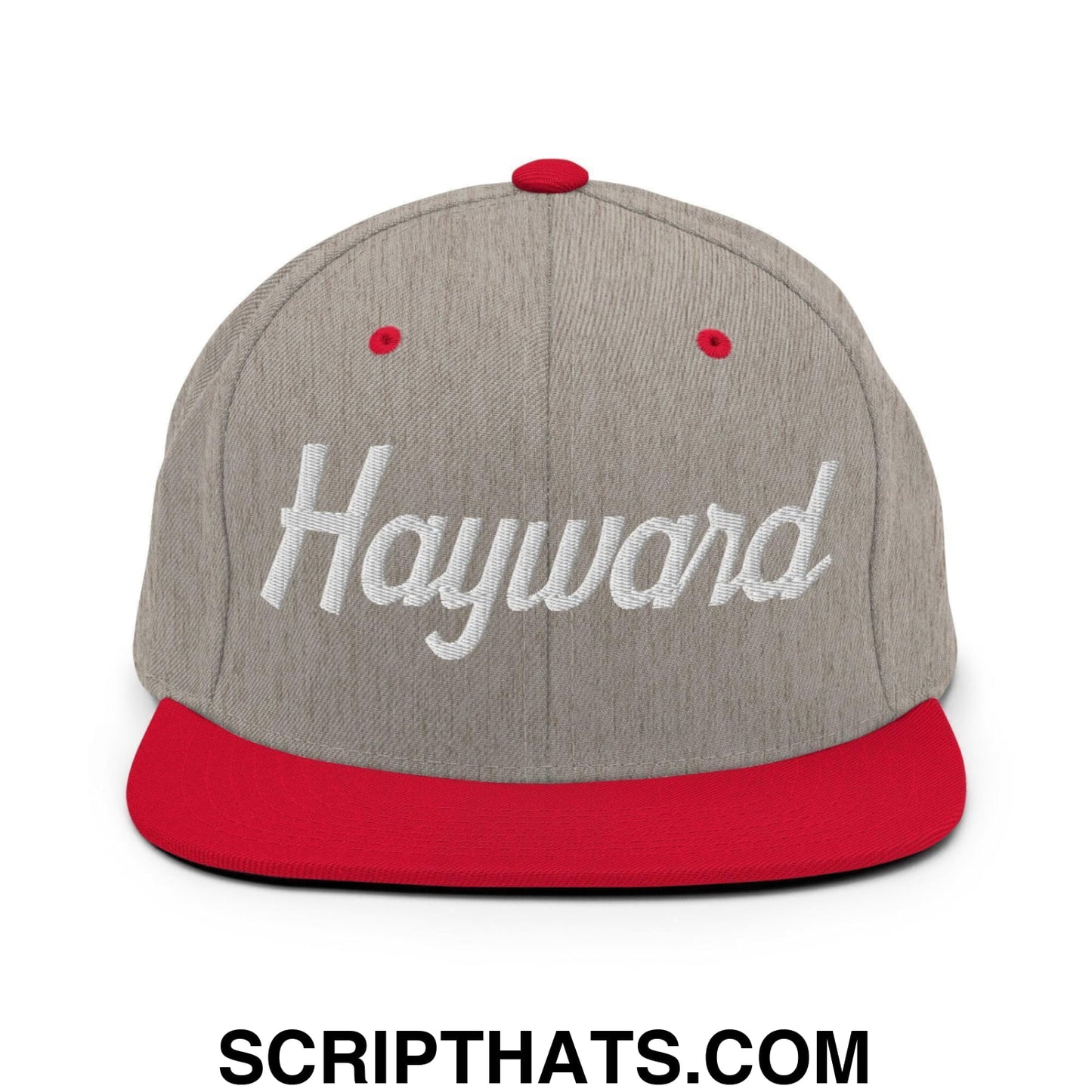 Hayward Script Snapback Hat Heather Grey Red