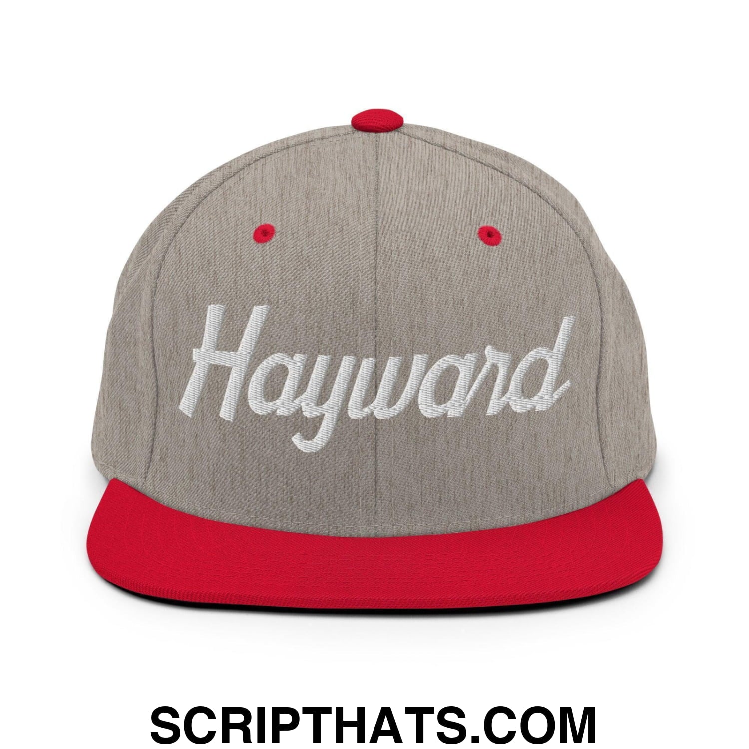 Hayward Script Snapback Hat Heather Grey Red
