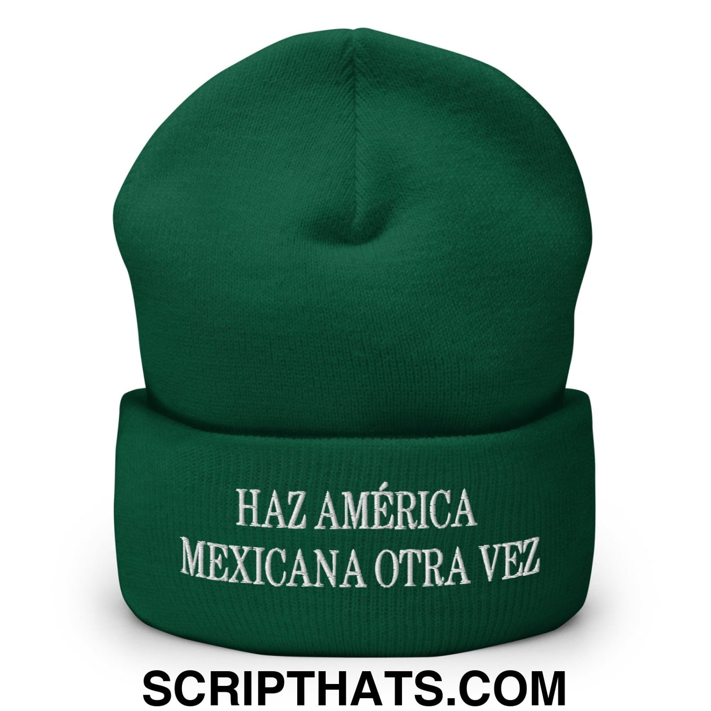 Haz América Mexicana Orta Vez Embroidered Knit Cuffed Beanie Spruce