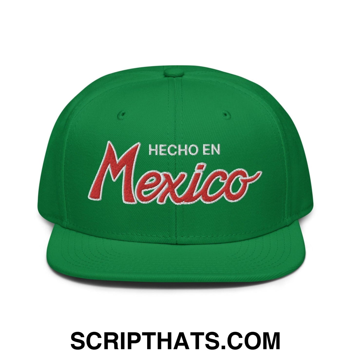 Hecho en Mexico II Script Snapback Hat Kelly Green