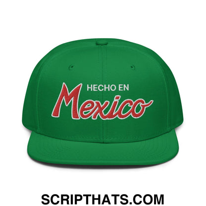 Hecho en Mexico II Script Snapback Hat Kelly Green