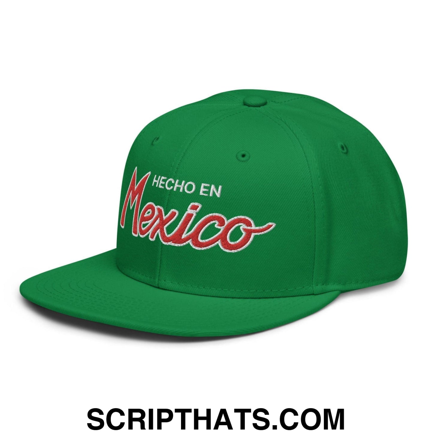 Hecho en Mexico II Script Snapback Hat Kelly Green