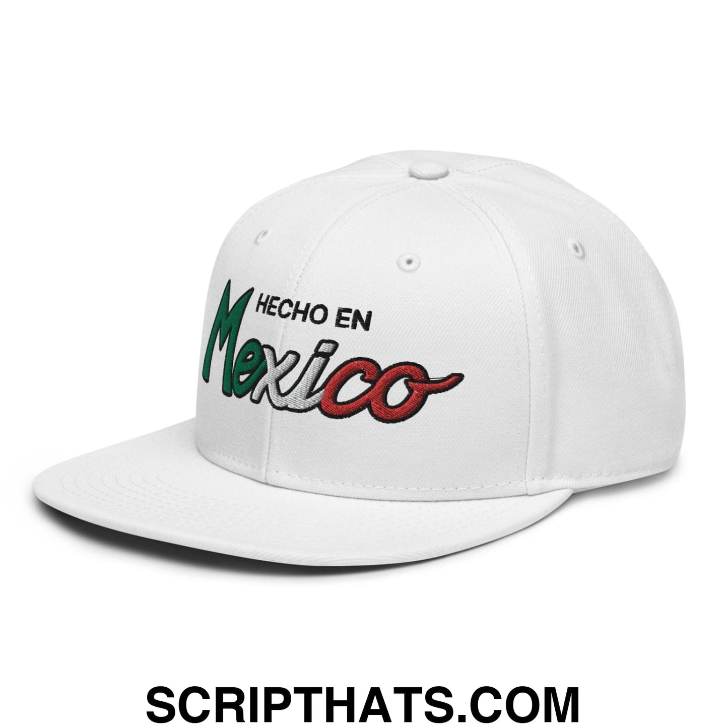 Hecho en Mexico III Script Snapback Hat White