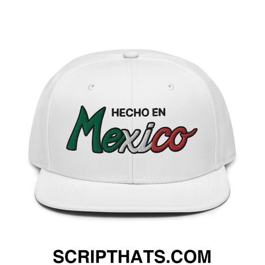 Hecho en Mexico III Script Snapback Hat White
