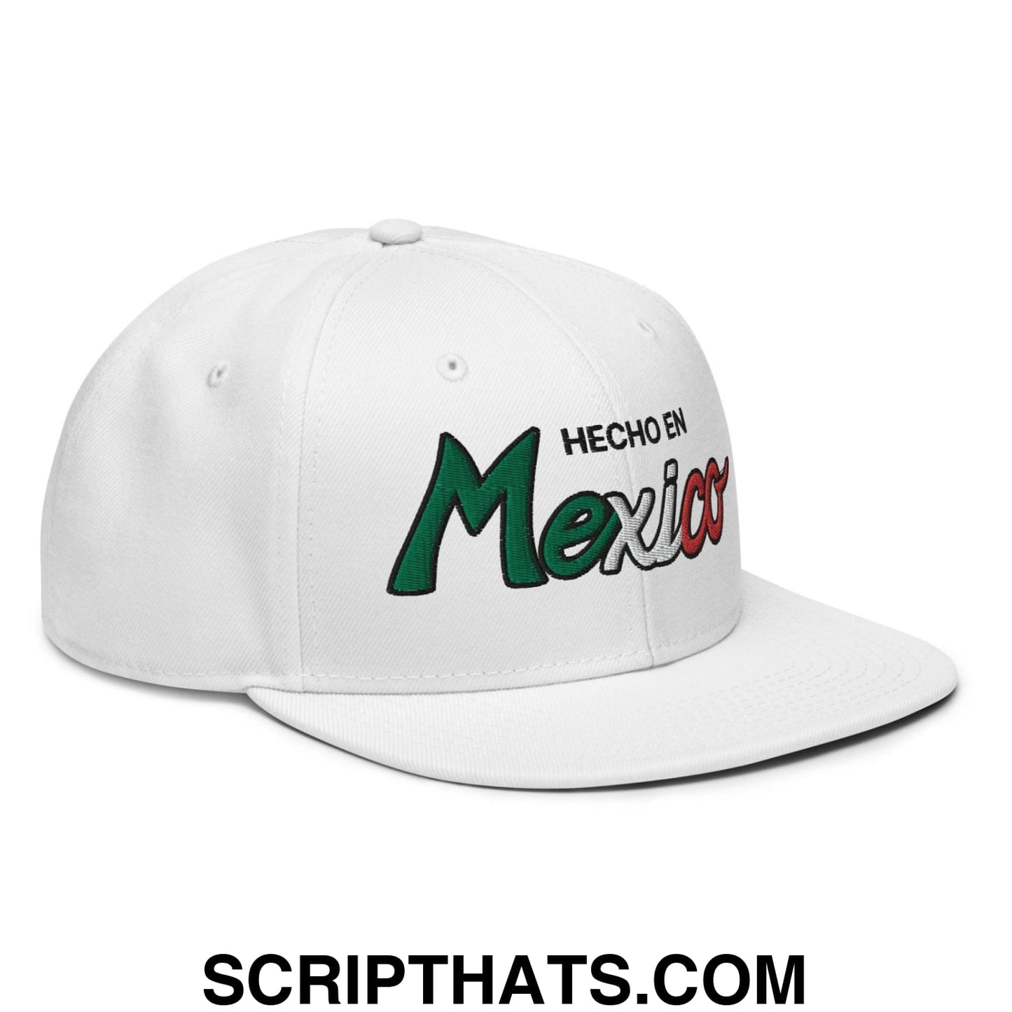 Hecho en Mexico III Script Snapback Hat White