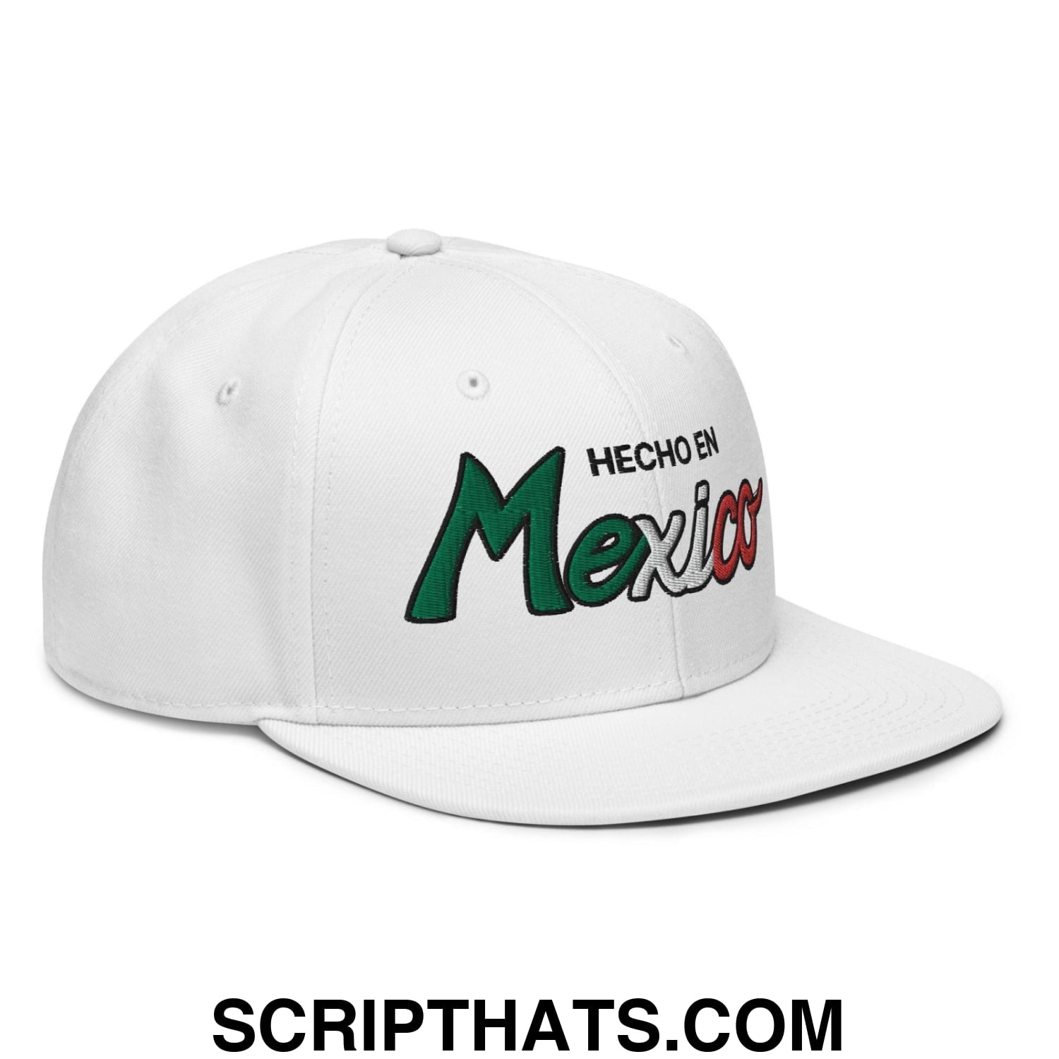 Hecho en Mexico III Script Snapback Hat White