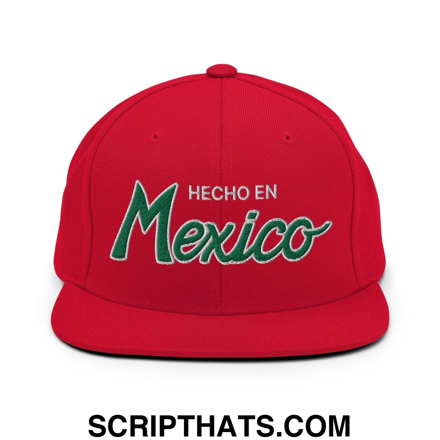 Hecho en Mexico Script Snapback Hat Red