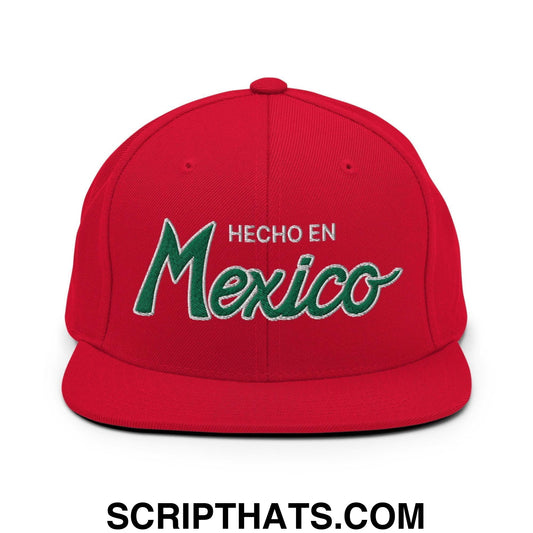 Hecho en Mexico Script Snapback Hat Red