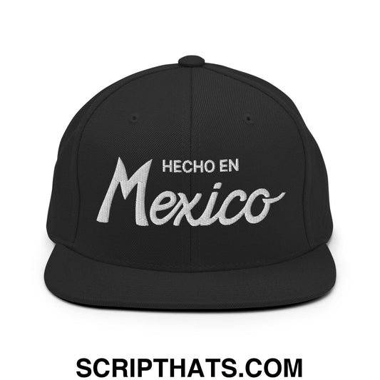 Hecho en Mexico V Script Snapback Hat Black