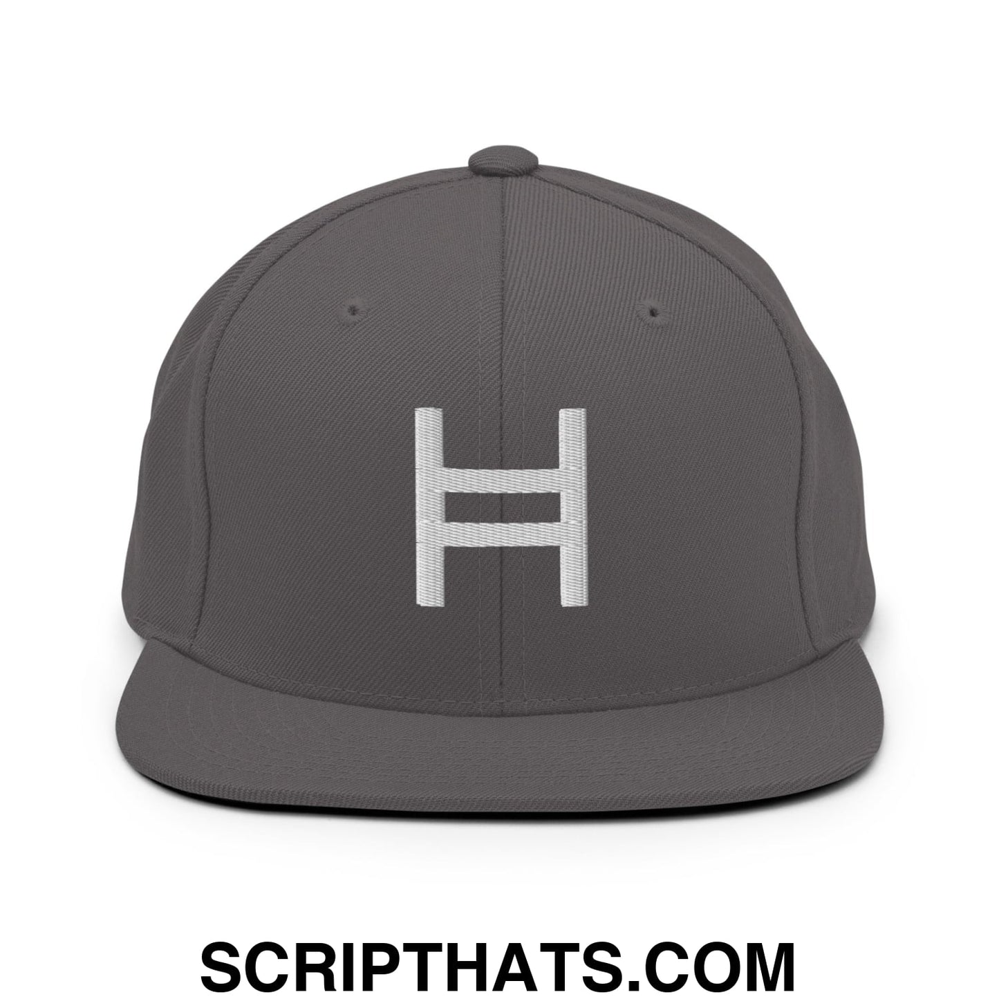 Hedera Hashgraph Crypto Embroidered Flat Bill Brim Snapback Hat Dark Grey