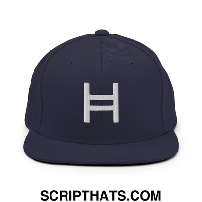 Hedera Hashgraph Crypto Embroidered Flat Bill Brim Snapback Hat Navy