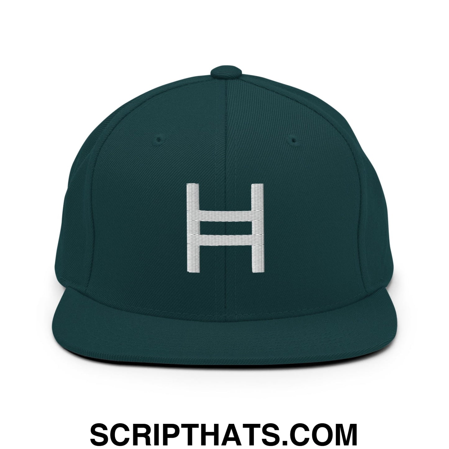 Hedera Hashgraph Crypto Embroidered Flat Bill Brim Snapback Hat Spruce