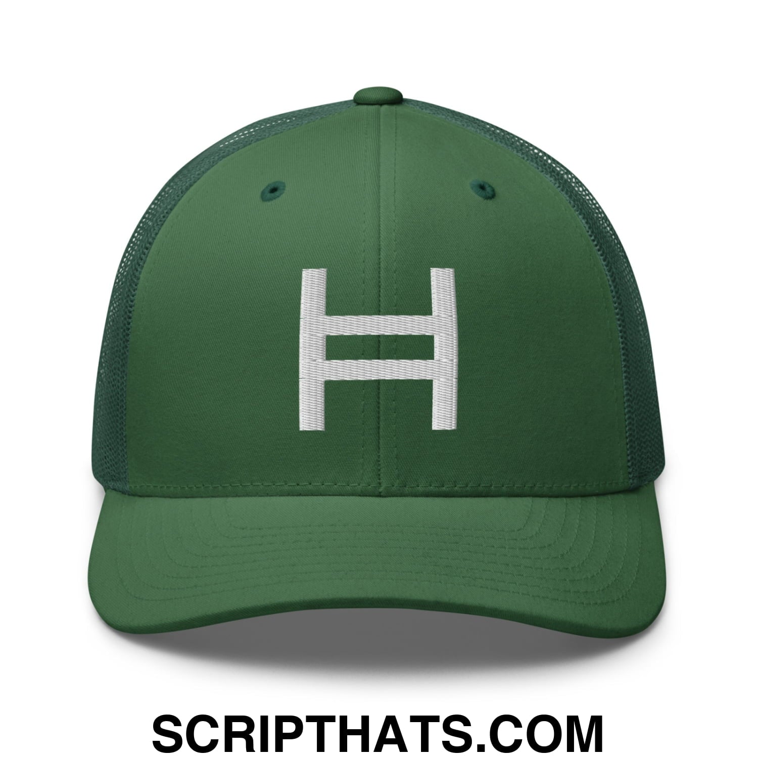 Hedera Hashgraph Crypto Embroidered Mesh Trucker Hat Evergreen
