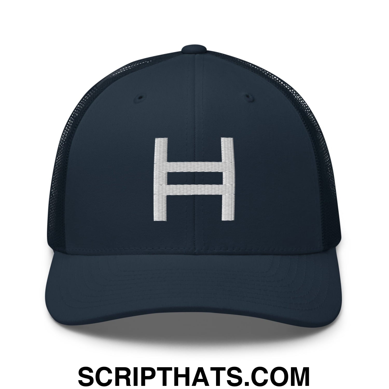 Hedera Hashgraph Crypto Embroidered Mesh Trucker Hat Navy