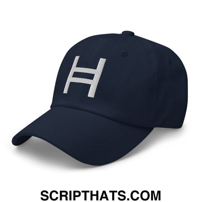 Hedera Hashgraph Crypto Embroidered Unstructured Dad Hat Navy