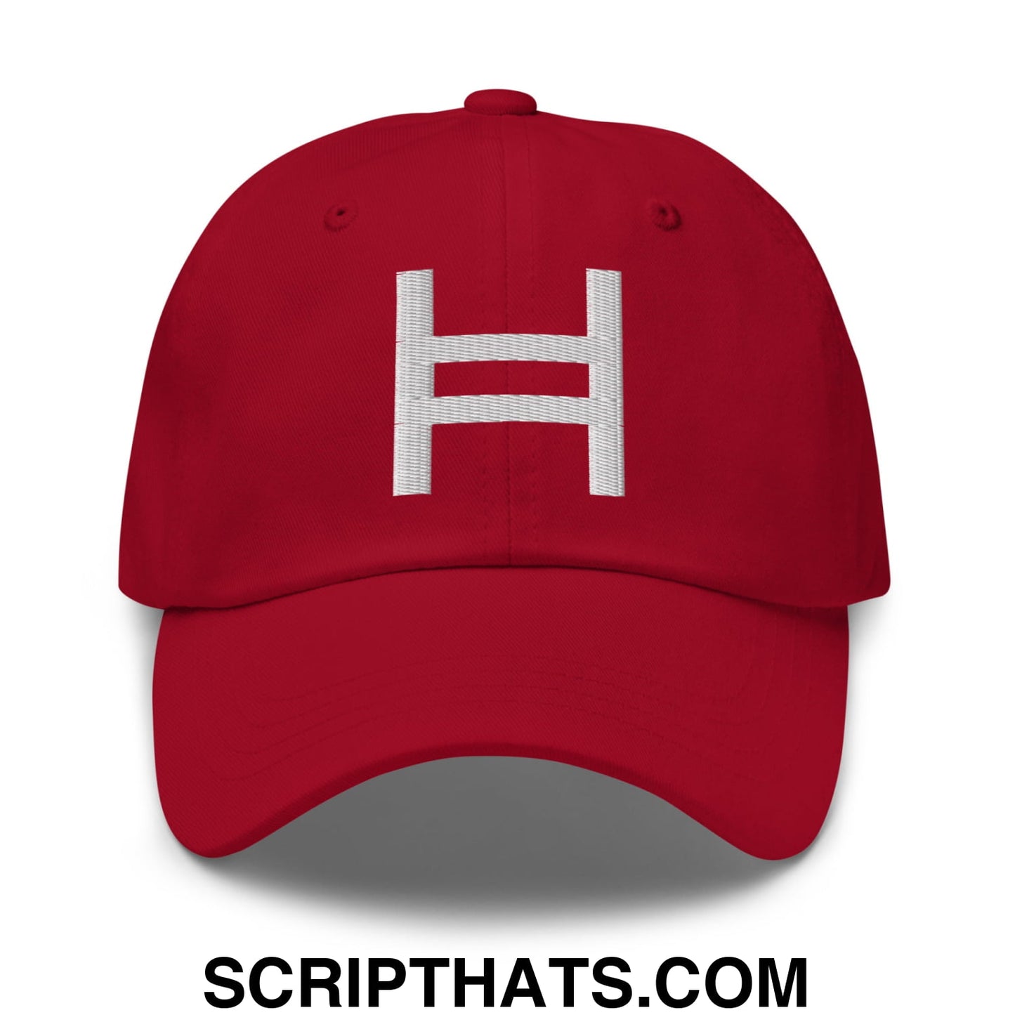 Hedera Hashgraph Crypto Embroidered Unstructured Dad Hat Cranberry