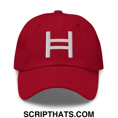 Hedera Hashgraph Crypto Embroidered Unstructured Dad Hat Cranberry