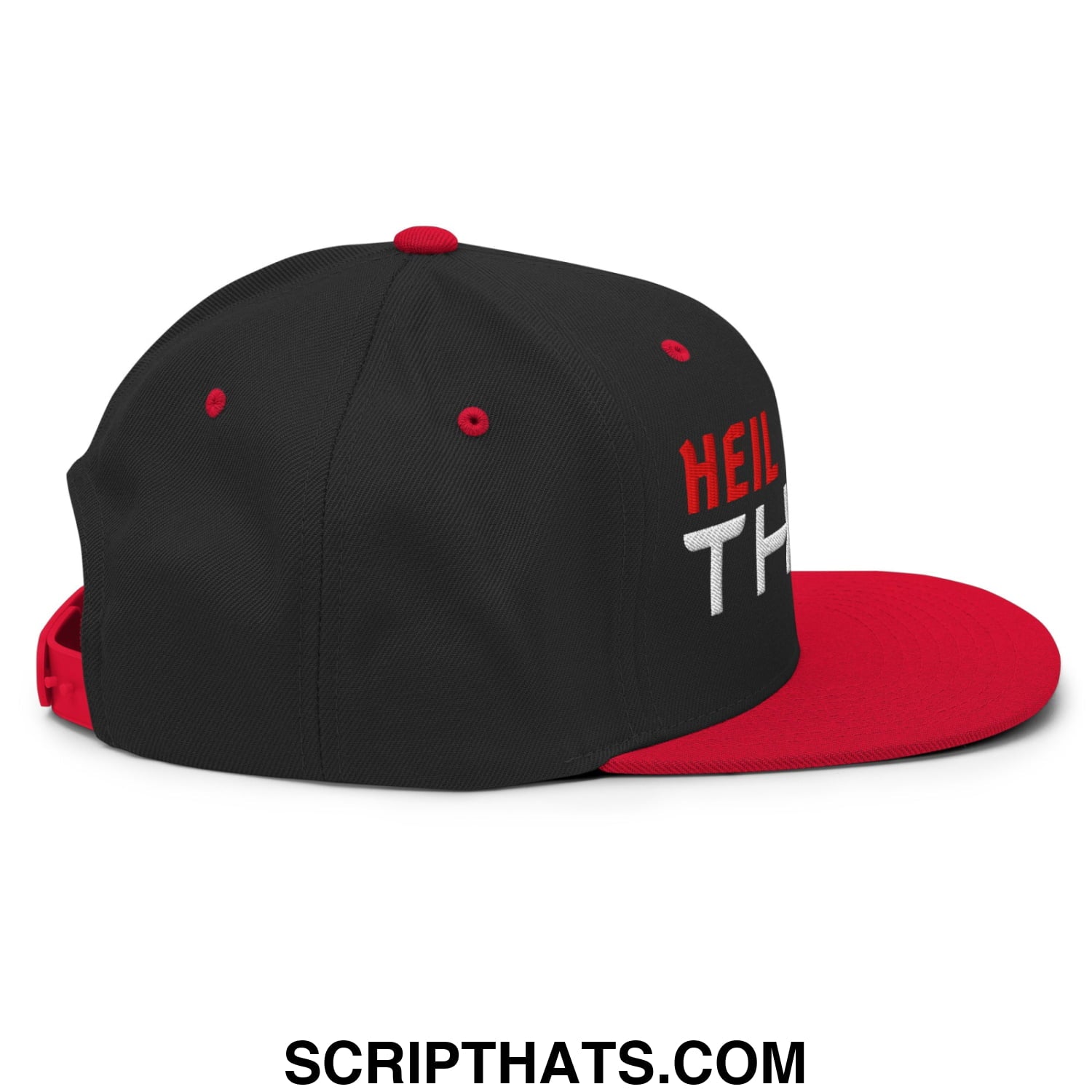 Heil to The Thief Embroidered Flat Bill Brim Snapback Hat Black Red