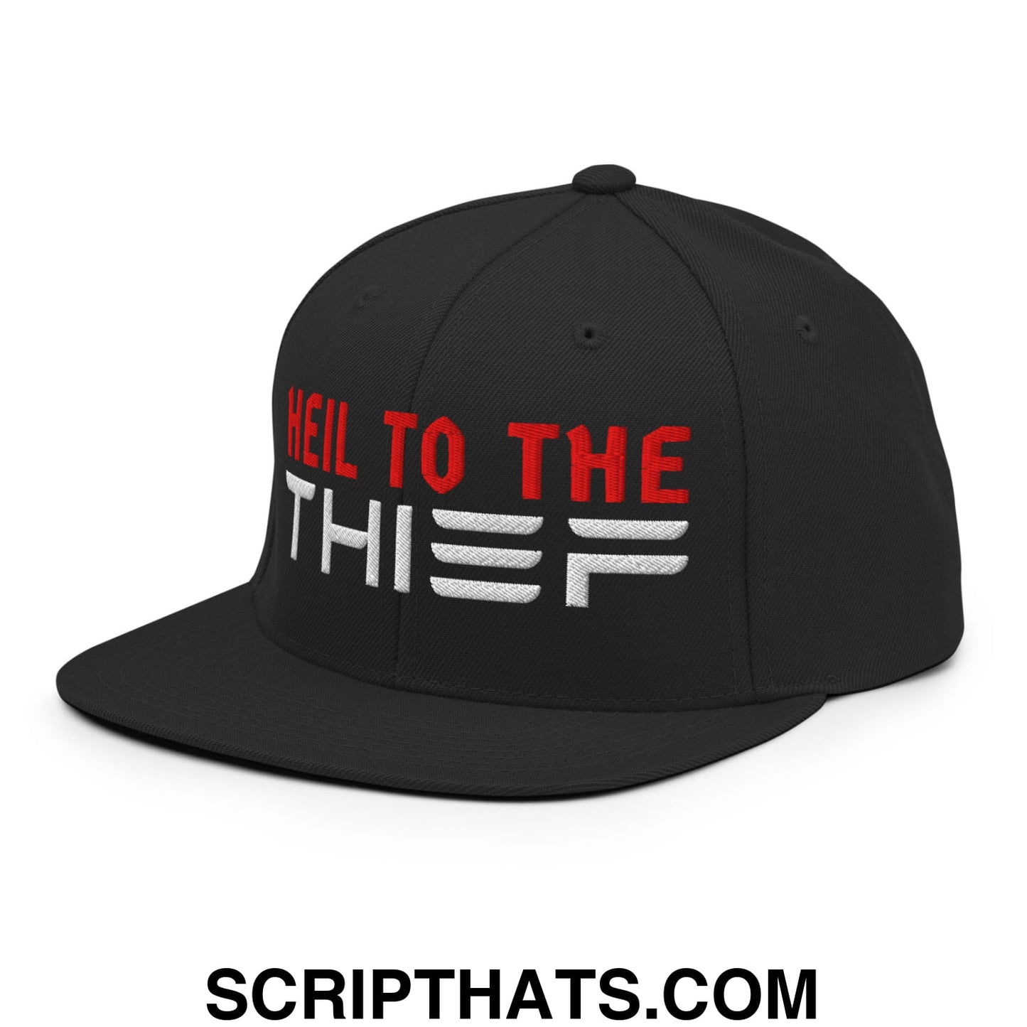 Heil to The Thief Embroidered Flat Bill Brim Snapback Hat Black