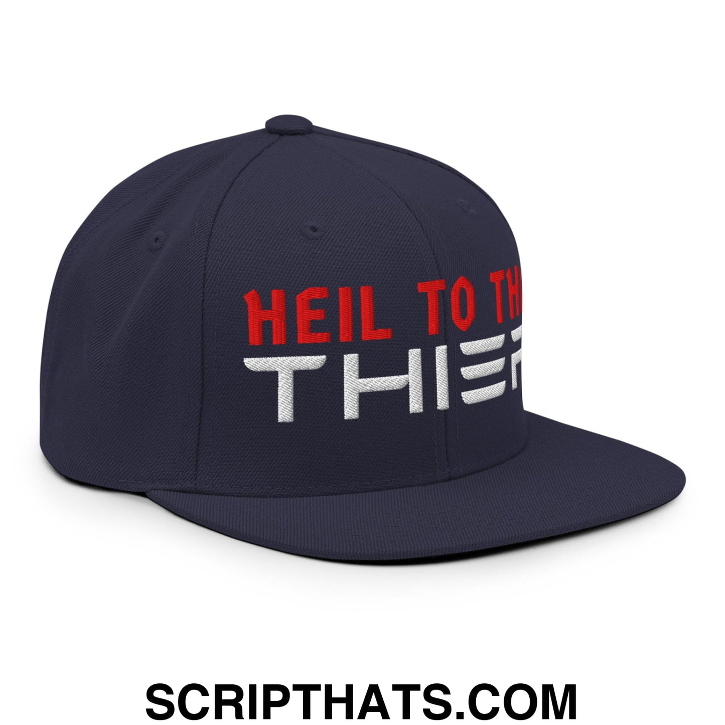 Heil to The Thief Embroidered Flat Bill Brim Snapback Hat Navy