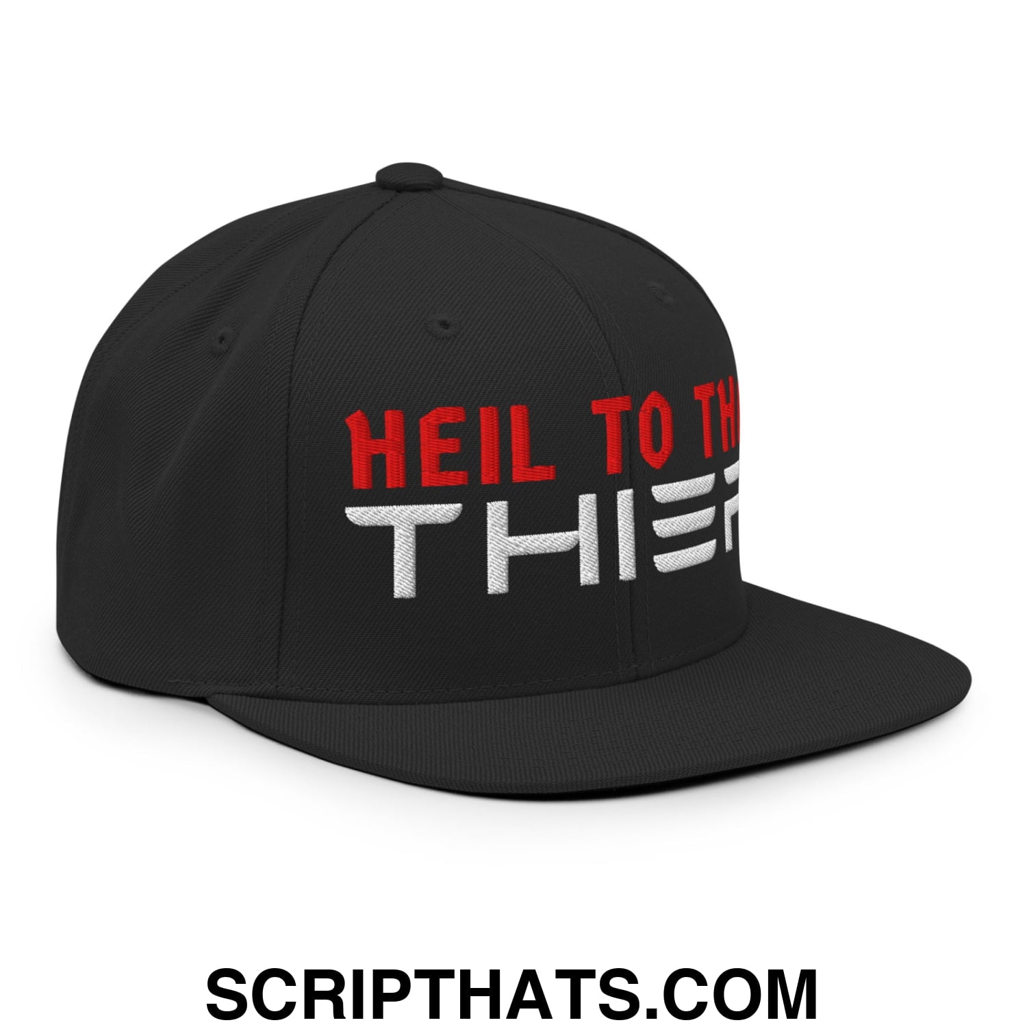 Heil to The Thief Embroidered Flat Bill Brim Snapback Hat Black