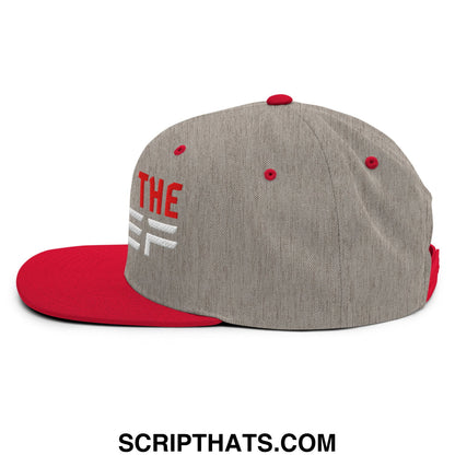 Heil to The Thief Embroidered Flat Bill Brim Snapback Hat Heather Grey Red