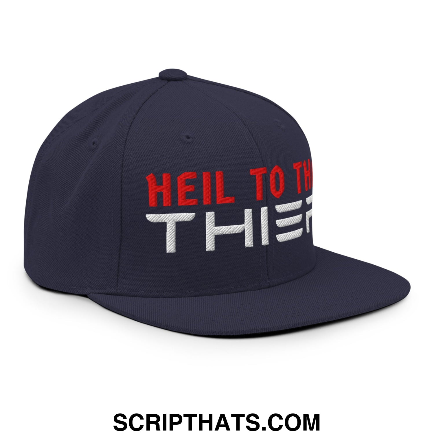 Heil to The Thief Embroidered Flat Bill Brim Snapback Hat Navy