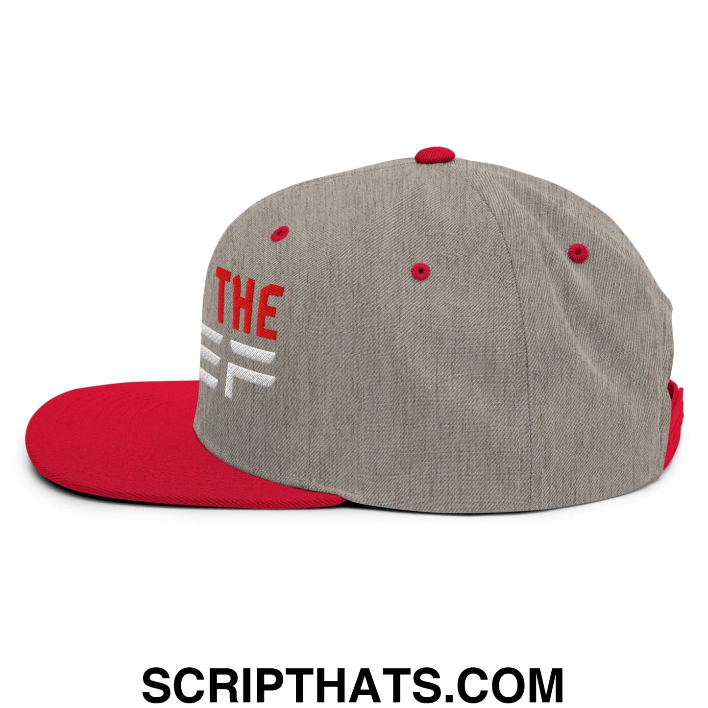 Heil to The Thief Embroidered Flat Bill Brim Snapback Hat Heather Grey Red