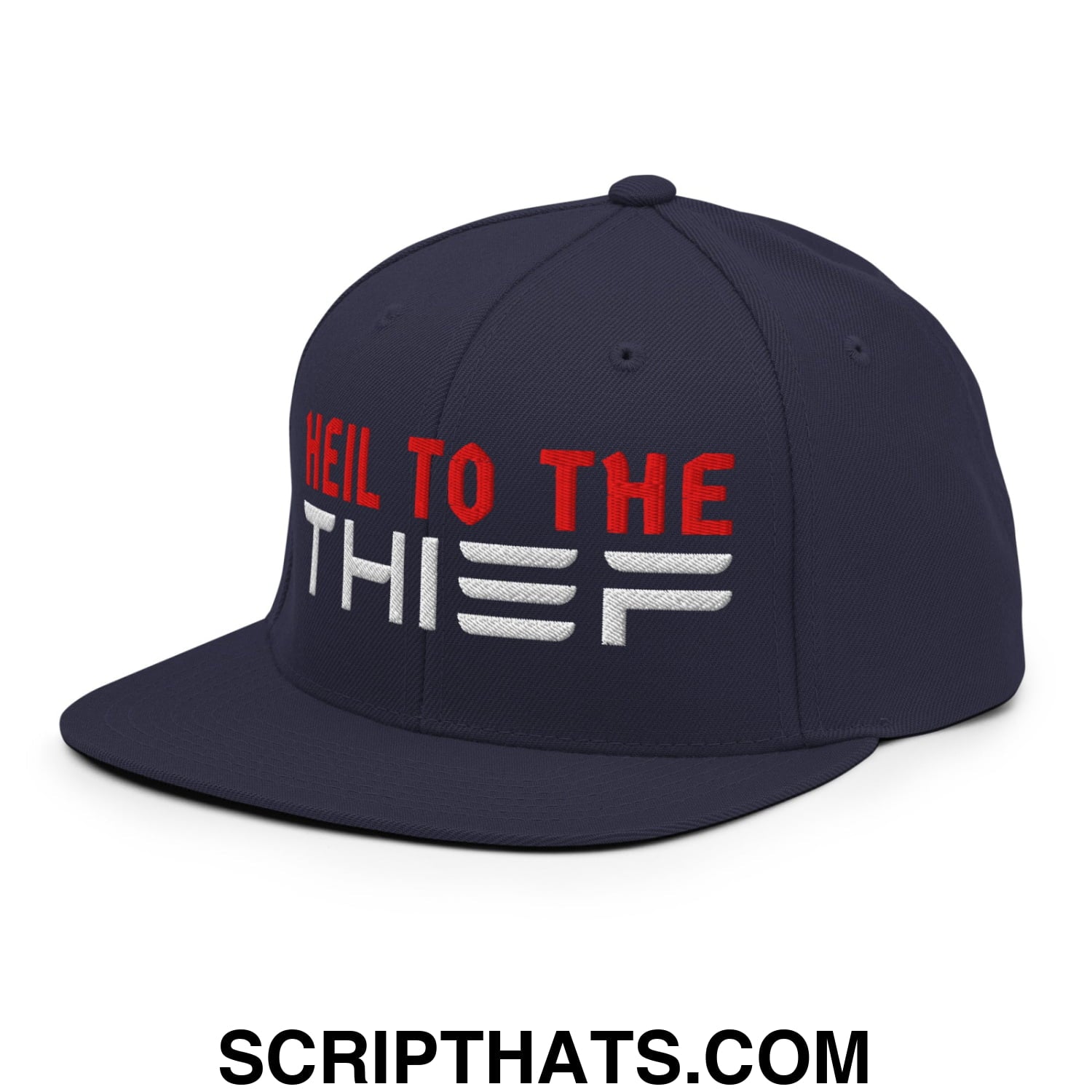 Heil to The Thief Embroidered Flat Bill Brim Snapback Hat Navy