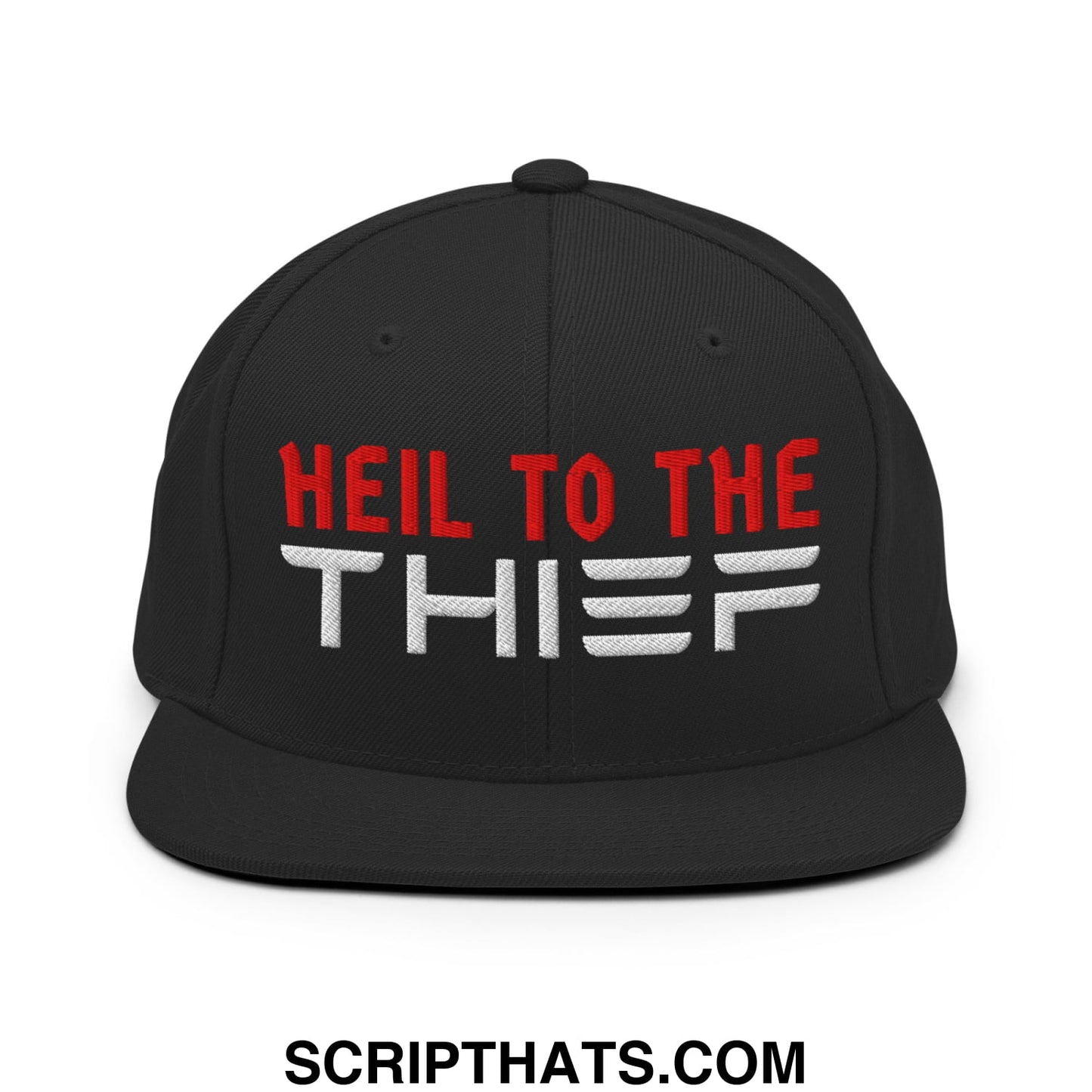 Heil to The Thief Embroidered Flat Bill Brim Snapback Hat Black