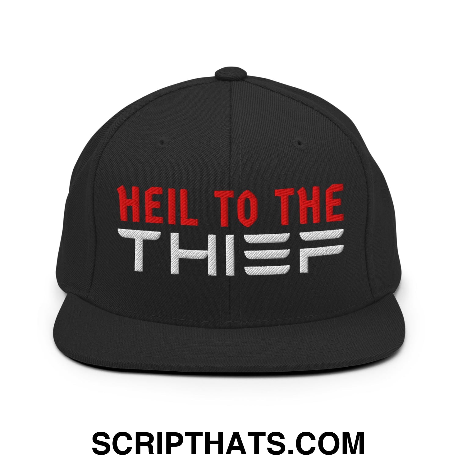 Heil to The Thief Embroidered Flat Bill Brim Snapback Hat Black