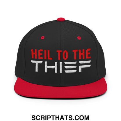 Heil to The Thief Embroidered Flat Bill Brim Snapback Hat Black Red