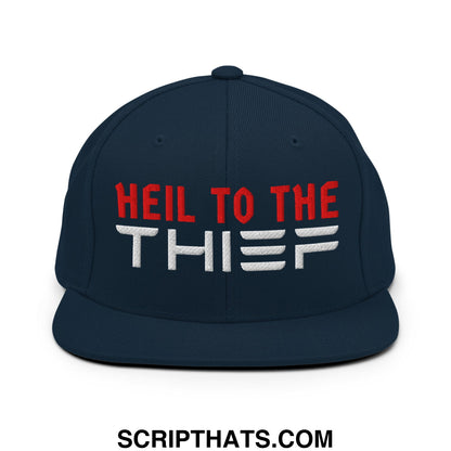 Heil to The Thief Embroidered Flat Bill Brim Snapback Hat Dark Navy