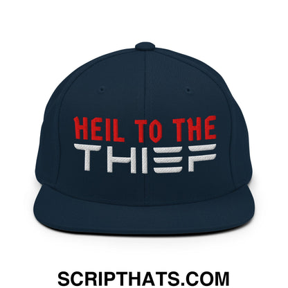 Heil to The Thief Embroidered Flat Bill Brim Snapback Hat Dark Navy