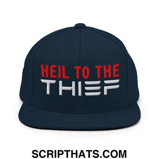 Heil to The Thief Embroidered Flat Bill Brim Snapback Hat Dark Navy