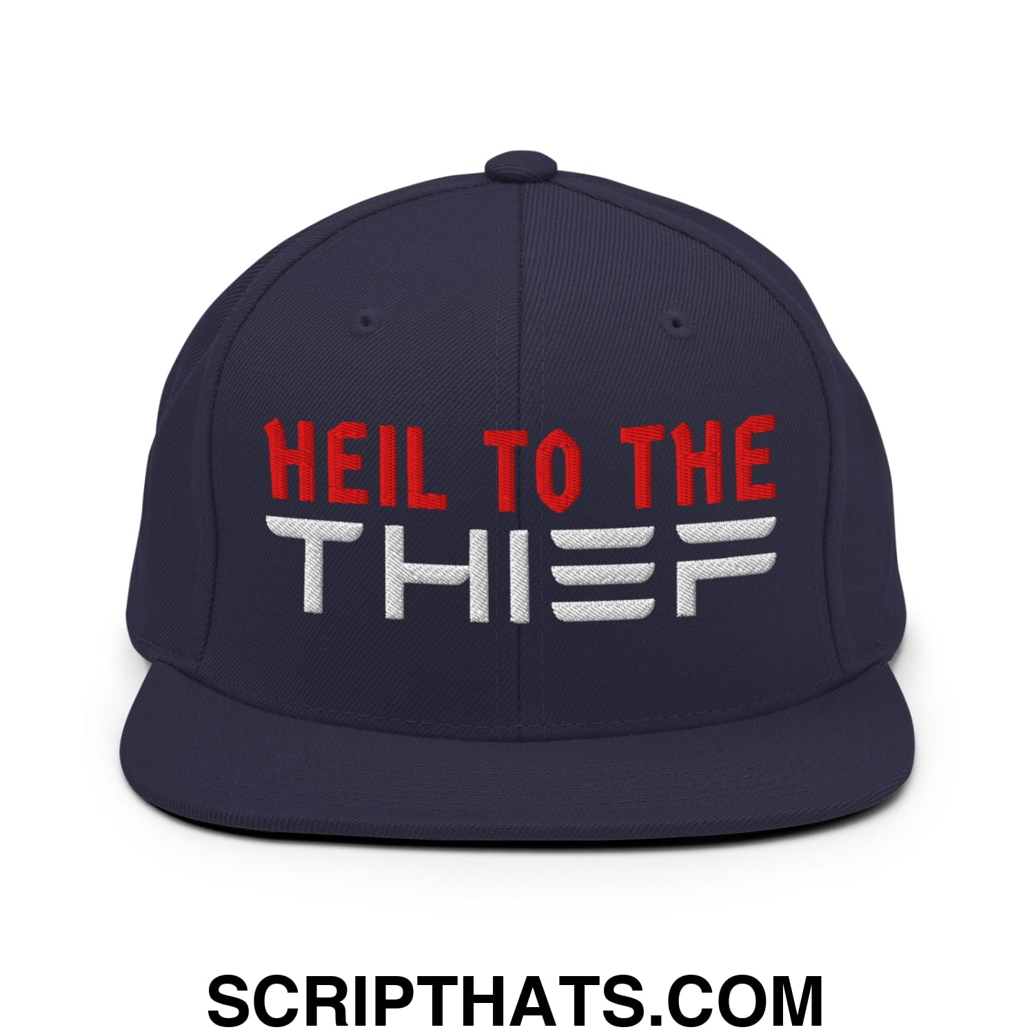 Heil to The Thief Embroidered Flat Bill Brim Snapback Hat Navy
