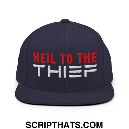 Heil to The Thief Embroidered Flat Bill Brim Snapback Hat Navy