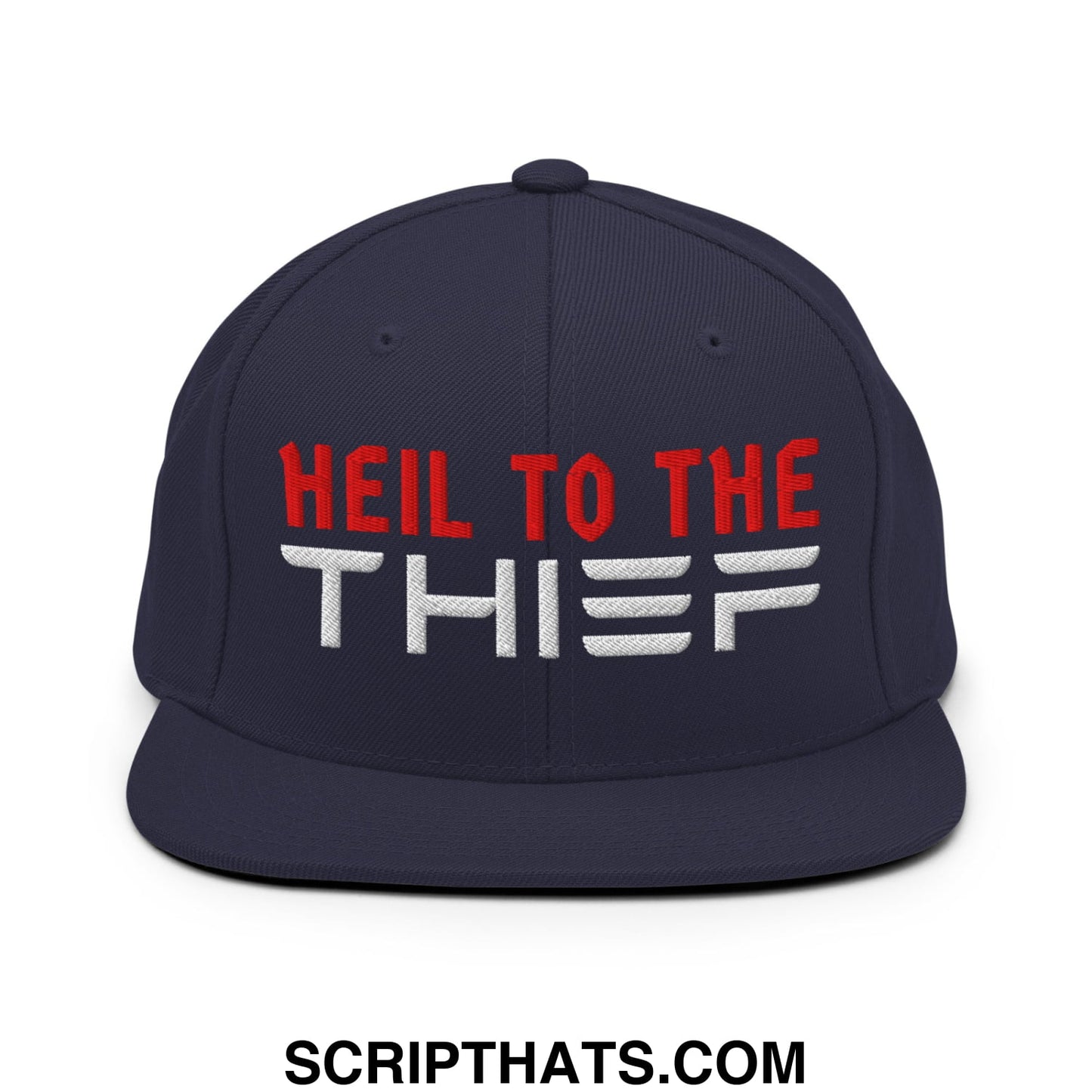 Heil to The Thief Embroidered Flat Bill Brim Snapback Hat Navy