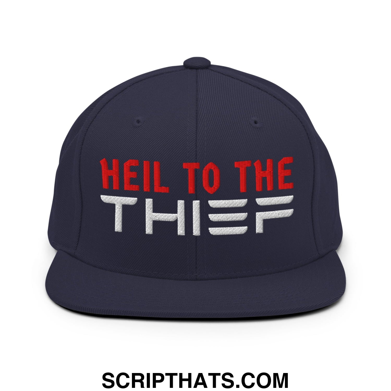 Heil to The Thief Embroidered Flat Bill Brim Snapback Hat Navy