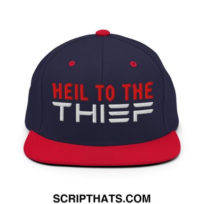Heil to The Thief Embroidered Flat Bill Brim Snapback Hat Navy Red