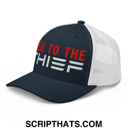 Heil to The Thief Embroidered Mesh Trucker Hat Navy White