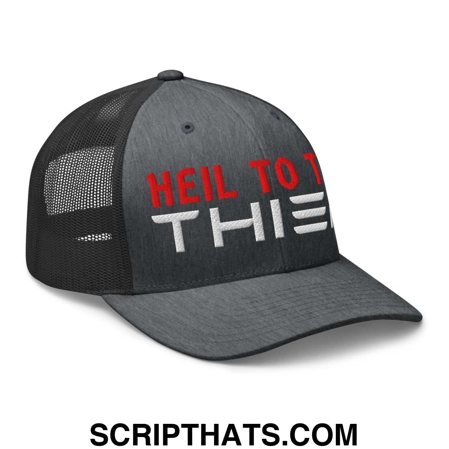 Heil to The Thief Embroidered Mesh Trucker Hat Dark Heather Gray