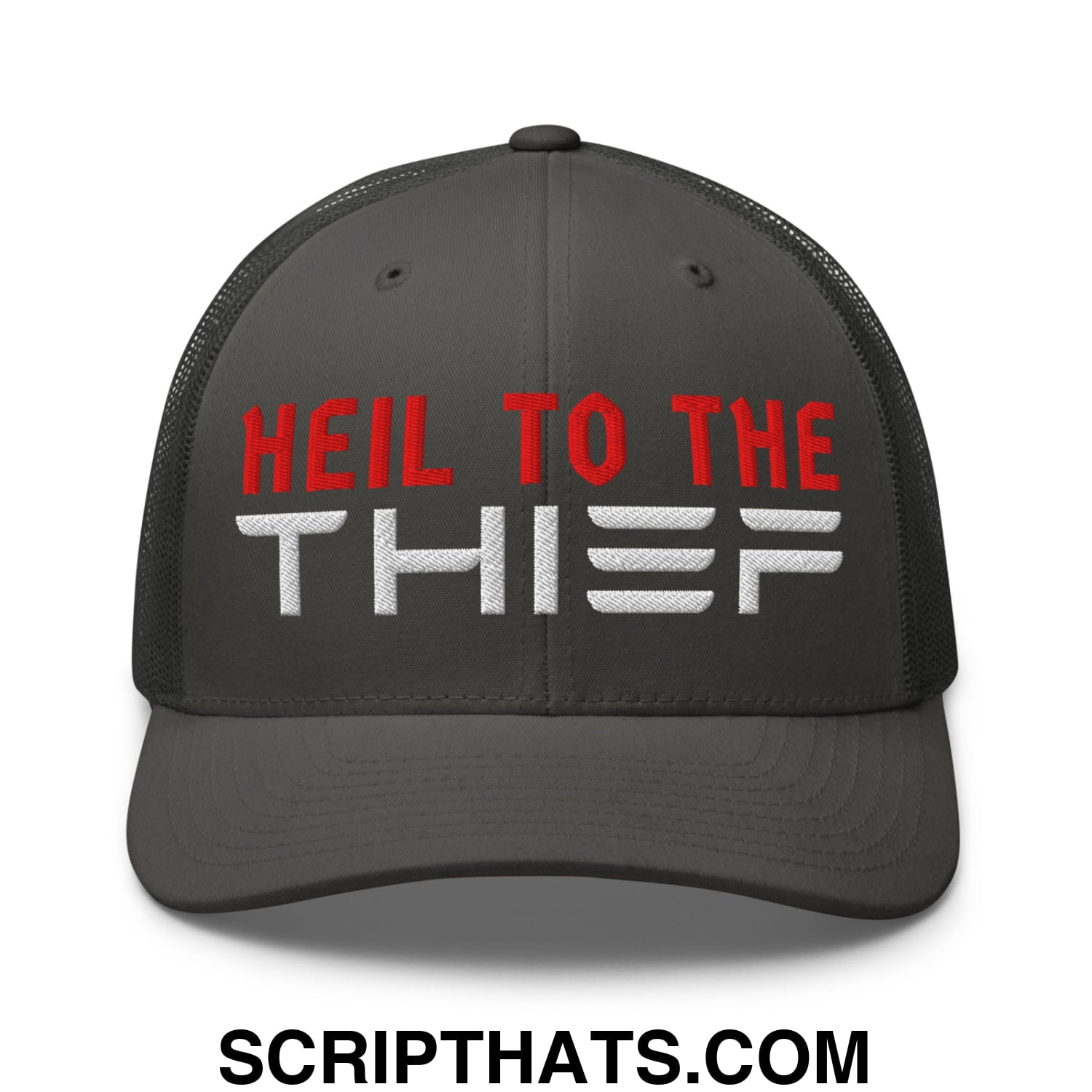 Heil to The Thief Embroidered Mesh Trucker Hat Charcoal