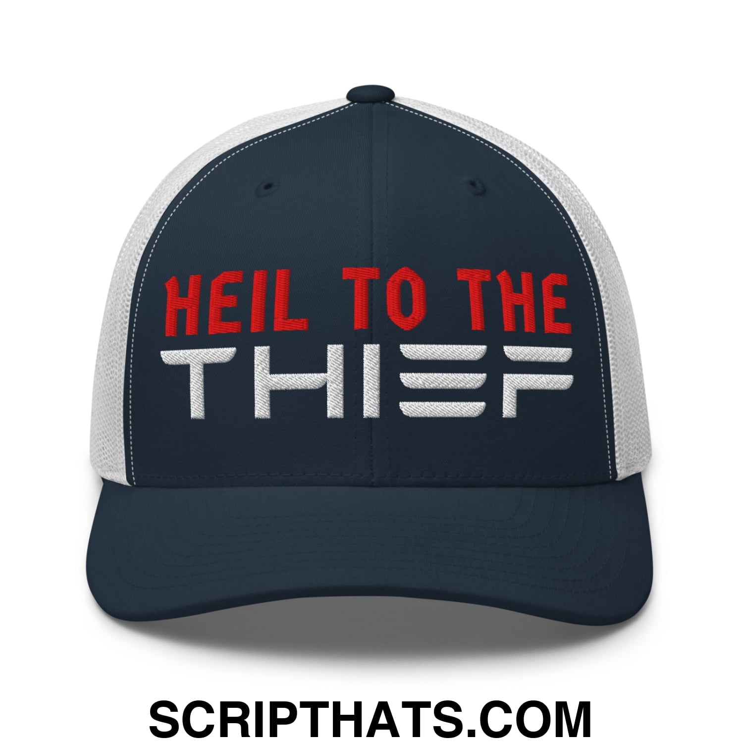 Heil to The Thief Embroidered Mesh Trucker Hat Navy White
