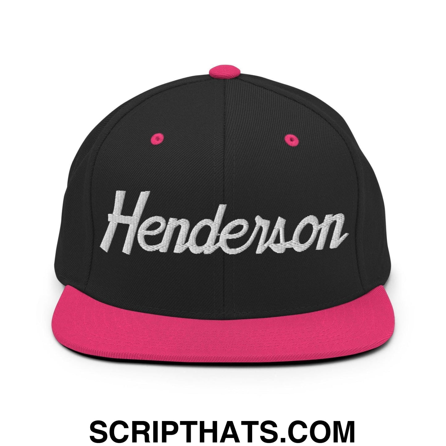 Henderson Script Snapback Hat Black Neon Pink