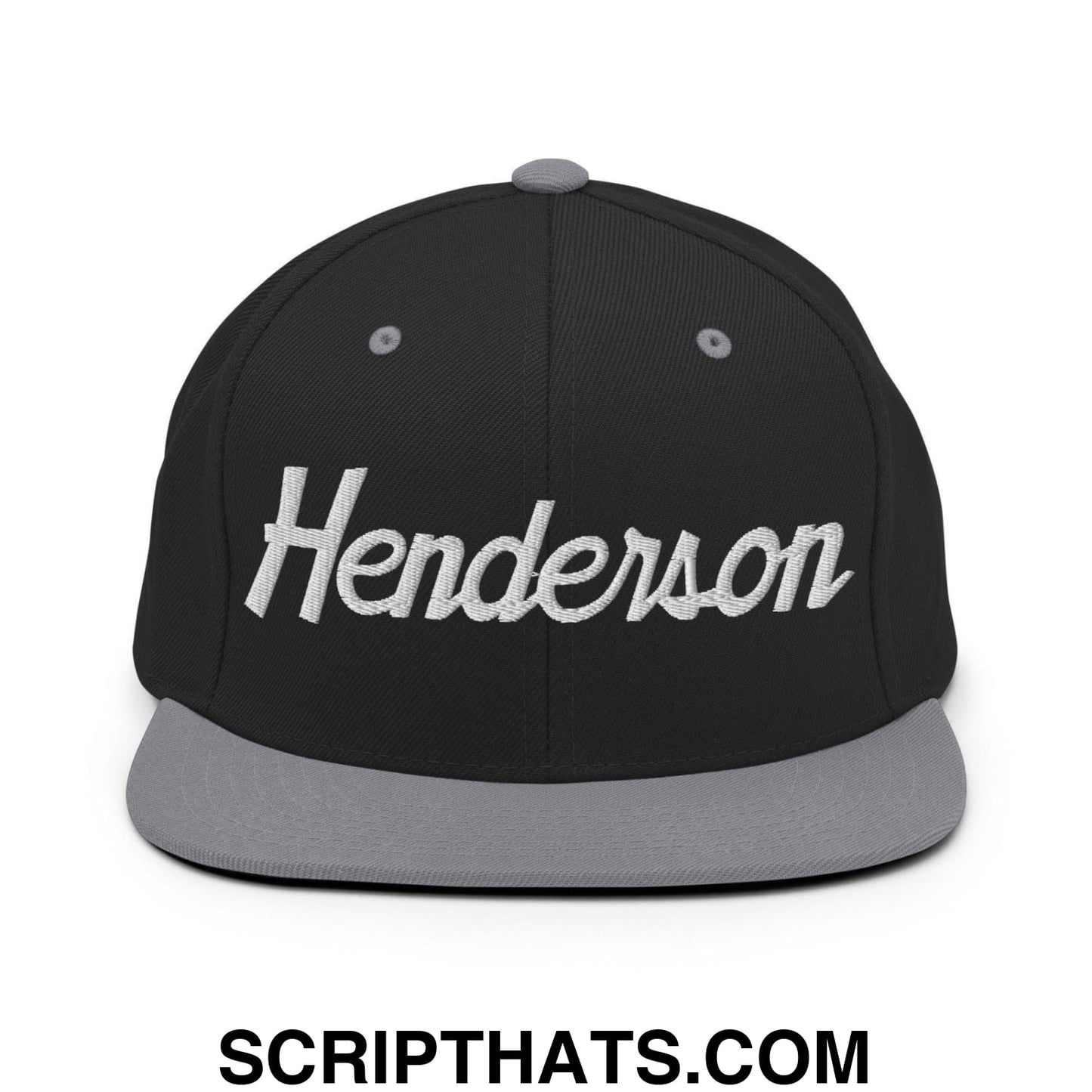 Henderson Script Snapback Hat Black Silver