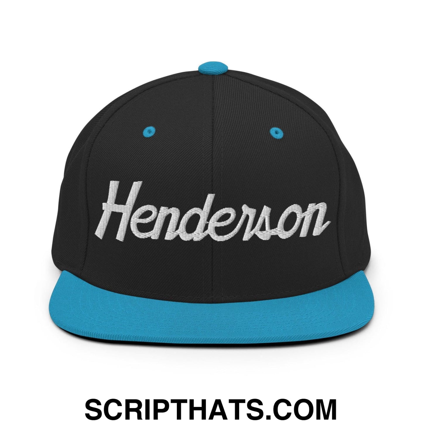 Henderson Script Snapback Hat Black Teal