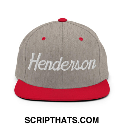 Henderson Script Snapback Hat Heather Grey Red