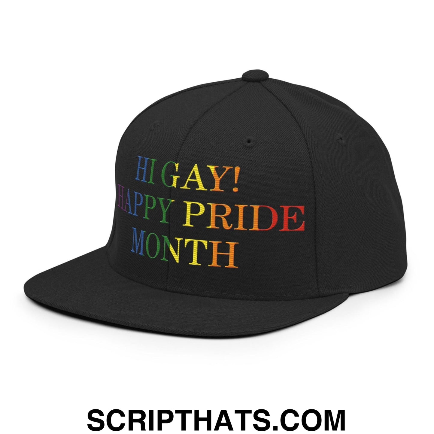 Hi Gay! Happy Pride Month Snapback Hat Black