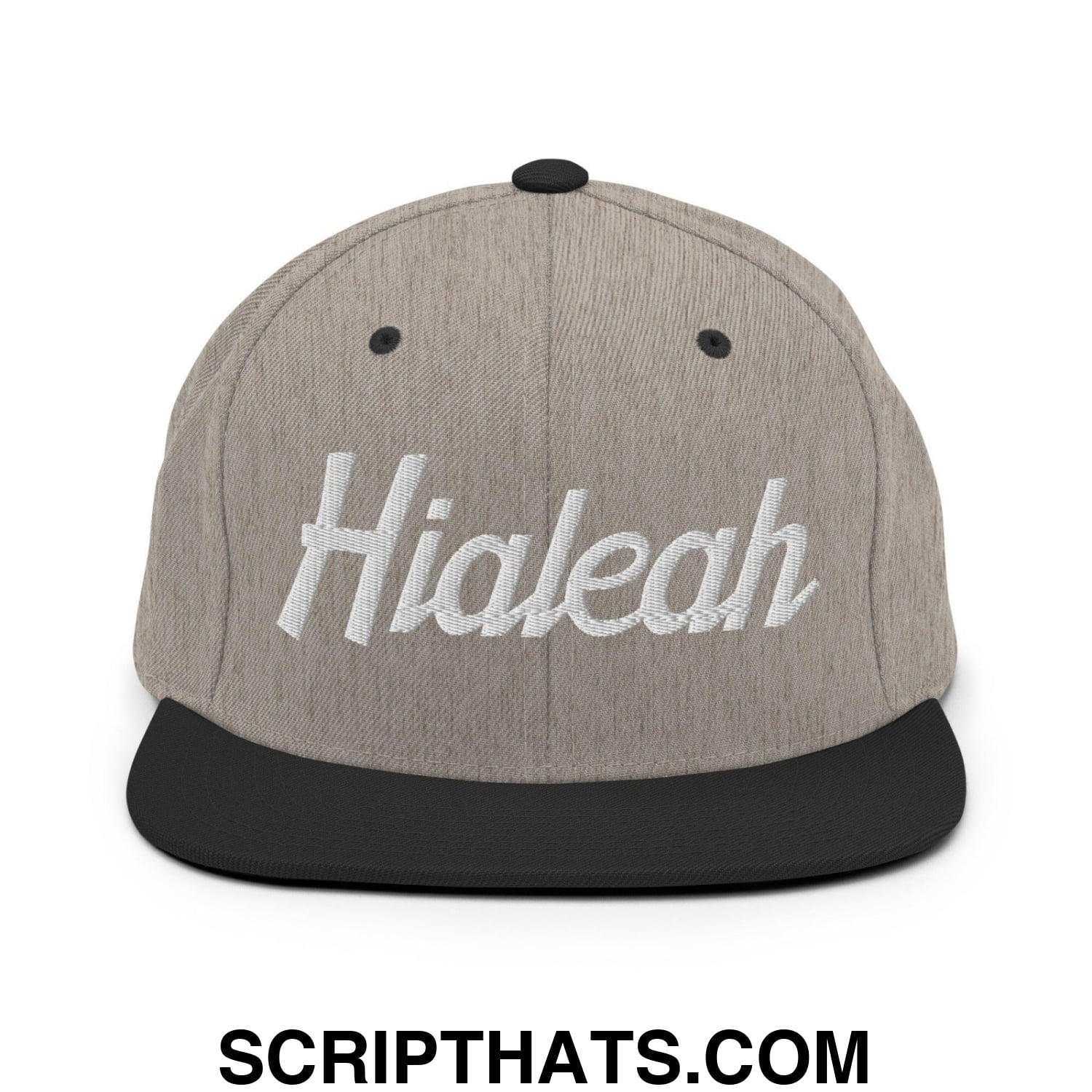Hialeah Script Snapback Hat Heather Black